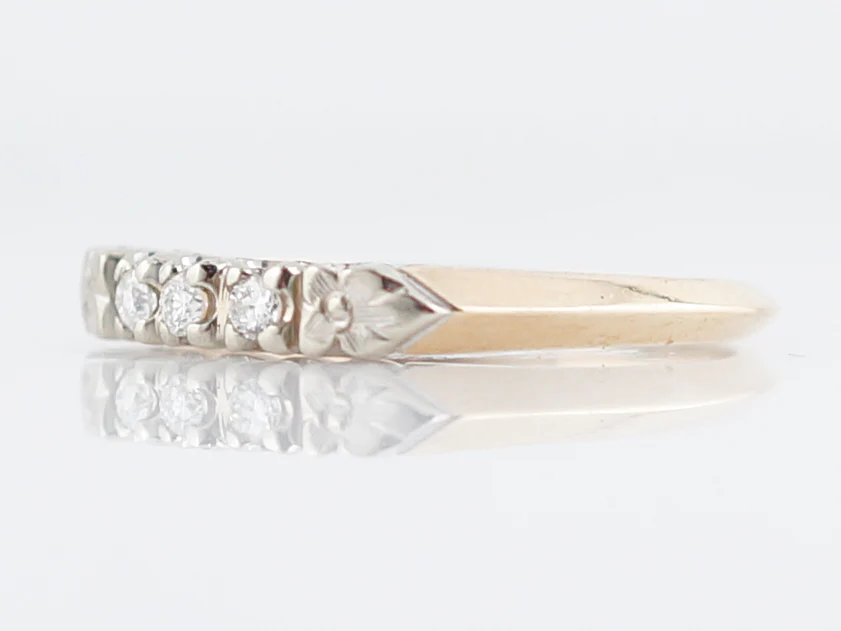 Vintage Wedding Band Retro .06 Old European Cut Diamonds in 14K Yellow & White Gold - Image 2