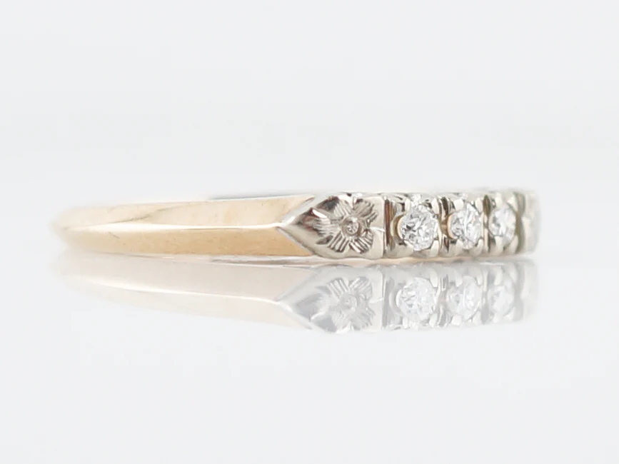 Vintage Wedding Band Retro .06 Old European Cut Diamonds in 14K Yellow & White Gold - Image 3