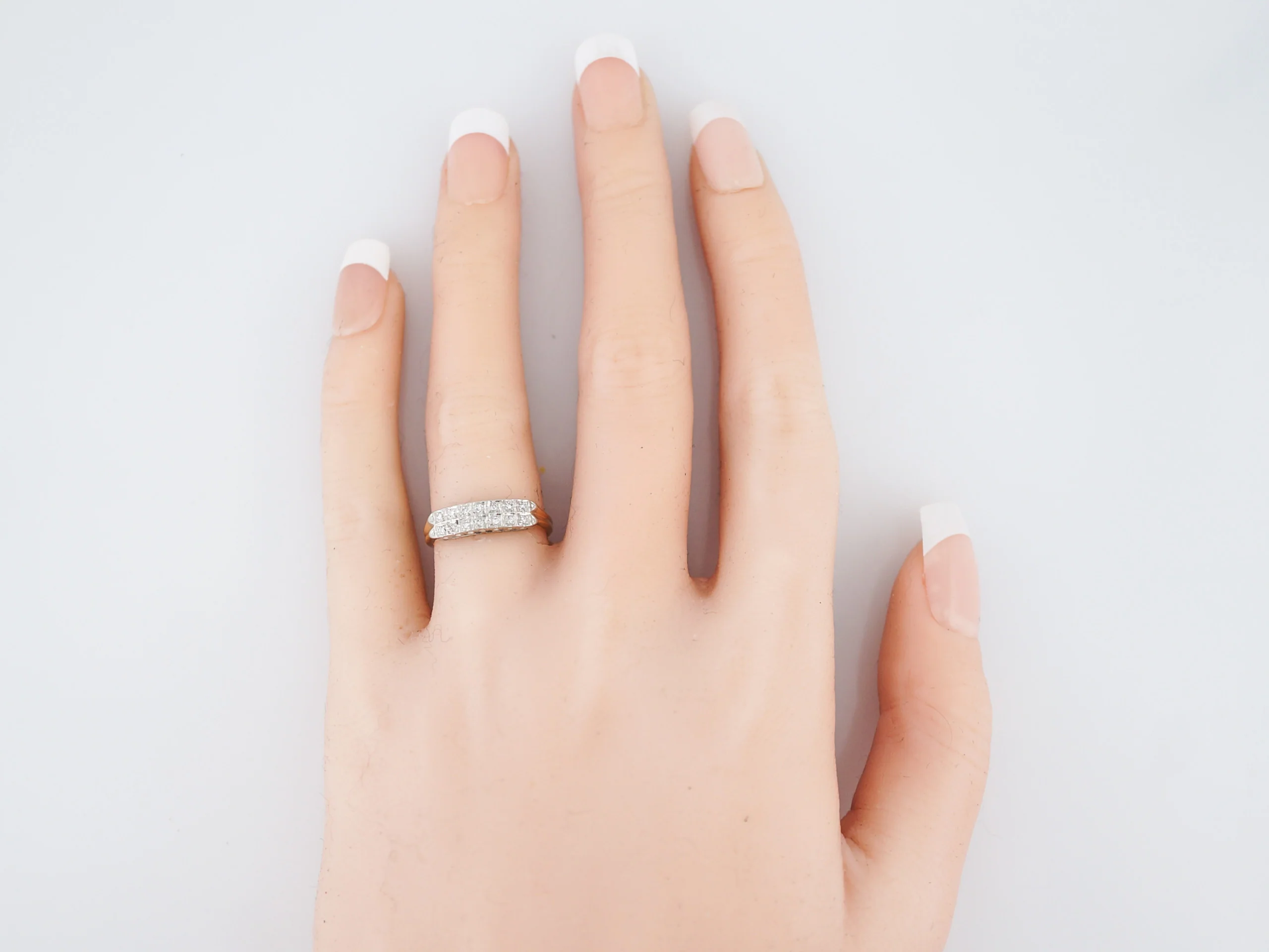 Vintage Wedding Band Retro .07 Single Cut Diamonds in 14K Yellow & White Gold - Image 6
