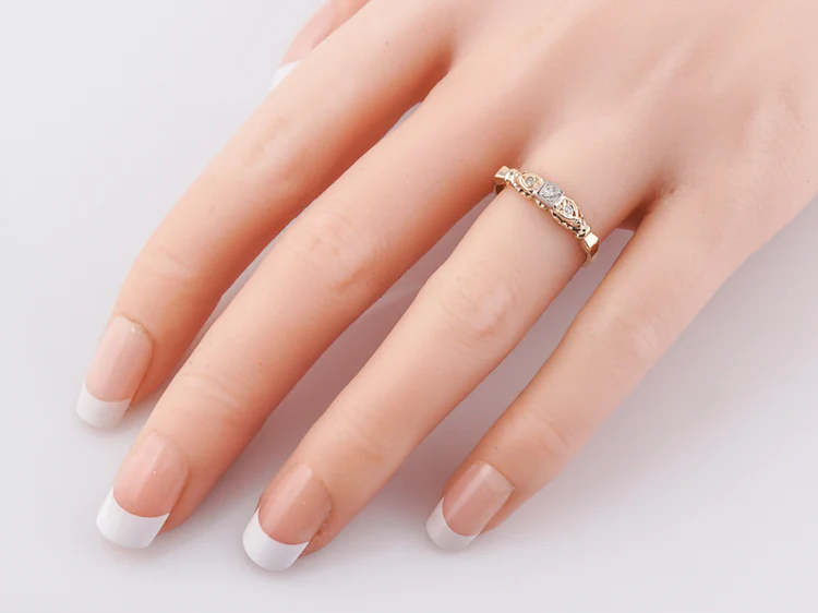 Vintage Wedding Band Retro .09 Single Cut Diamonds in 14k Yellow & White Gold - Image 6