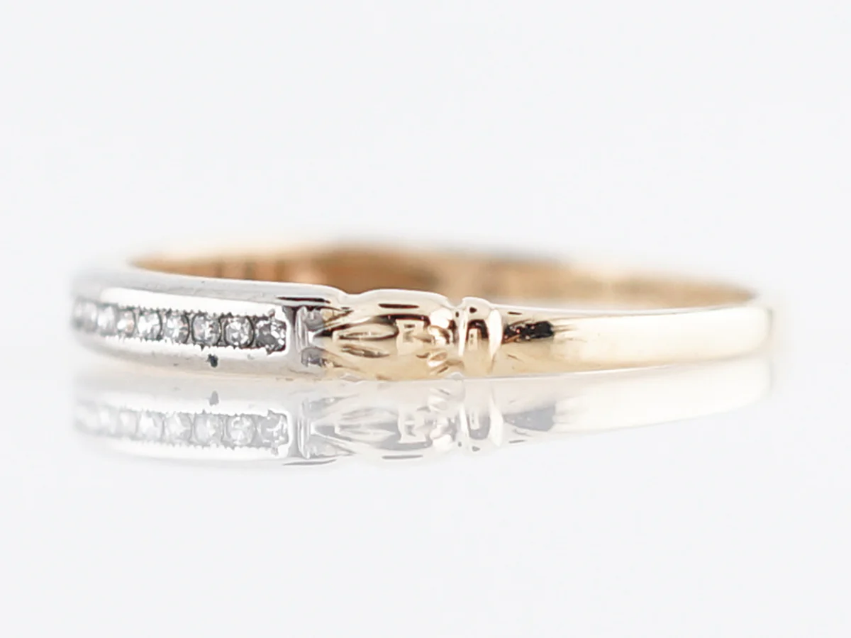 Vintage Wedding Band Retro .10 Single Cut Diamonds in 14k Yellow & White Gold - Image 2