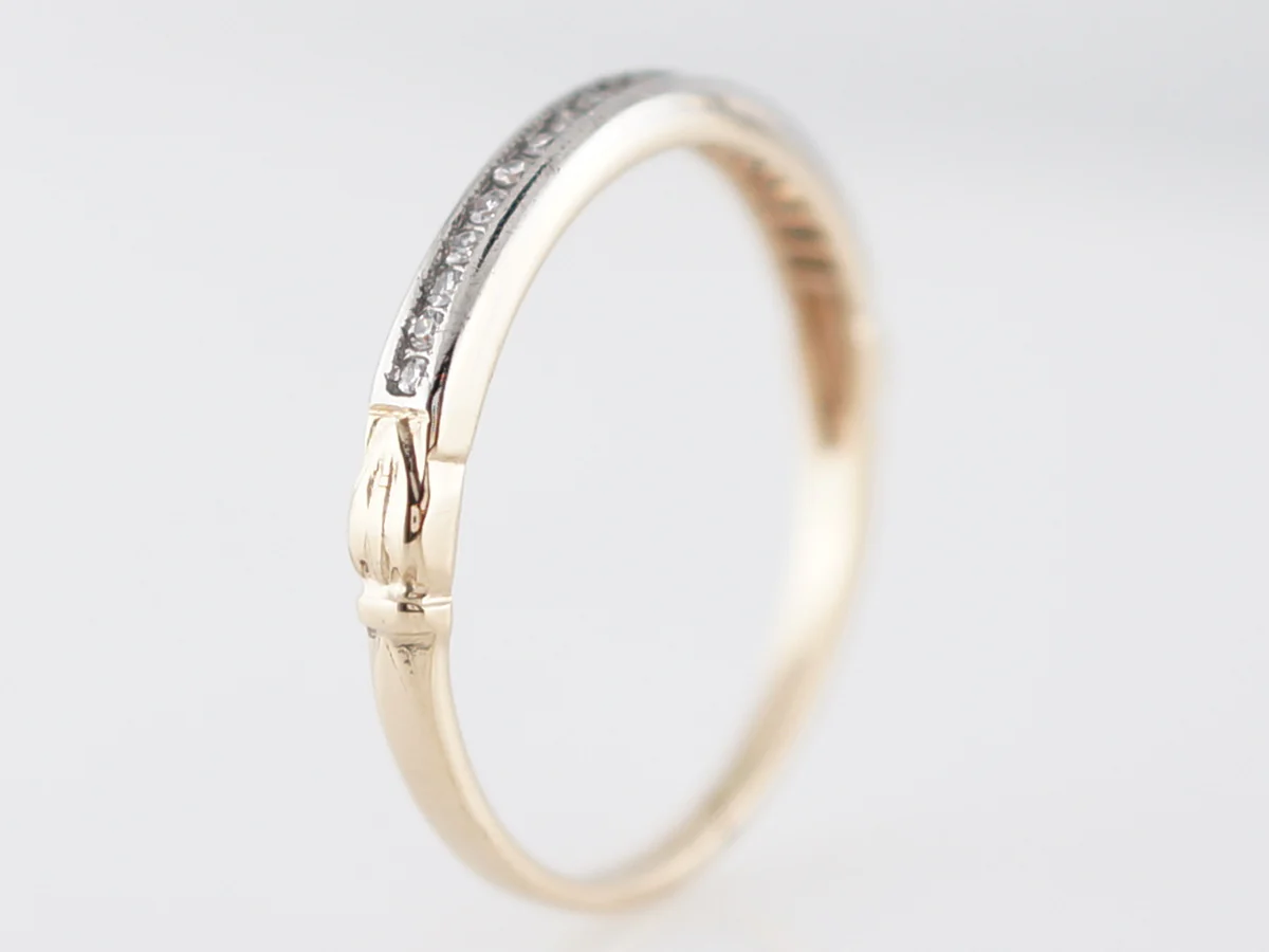 Vintage Wedding Band Retro .10 Single Cut Diamonds in 14k Yellow & White Gold - Image 5