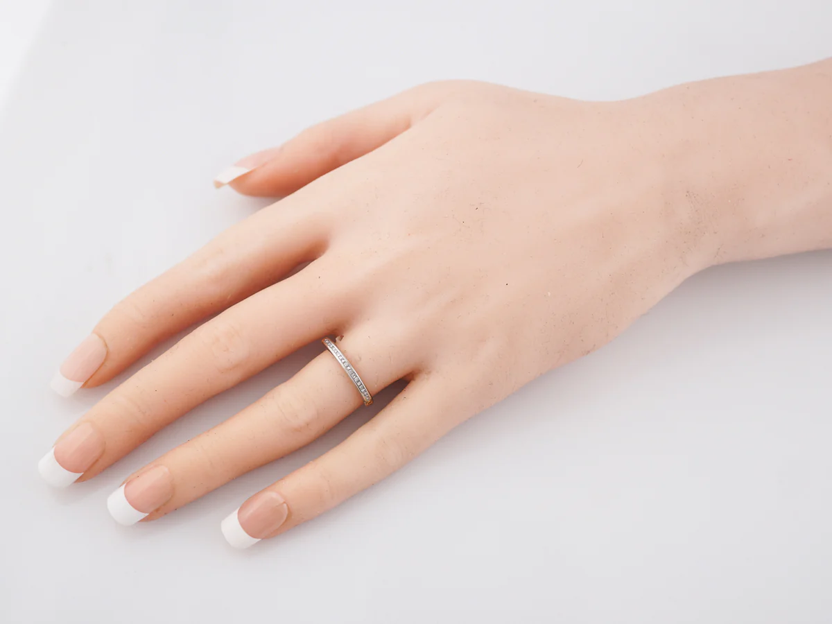 Vintage Wedding Band Retro .10 Single Cut Diamonds in 14k Yellow & White Gold - Image 7