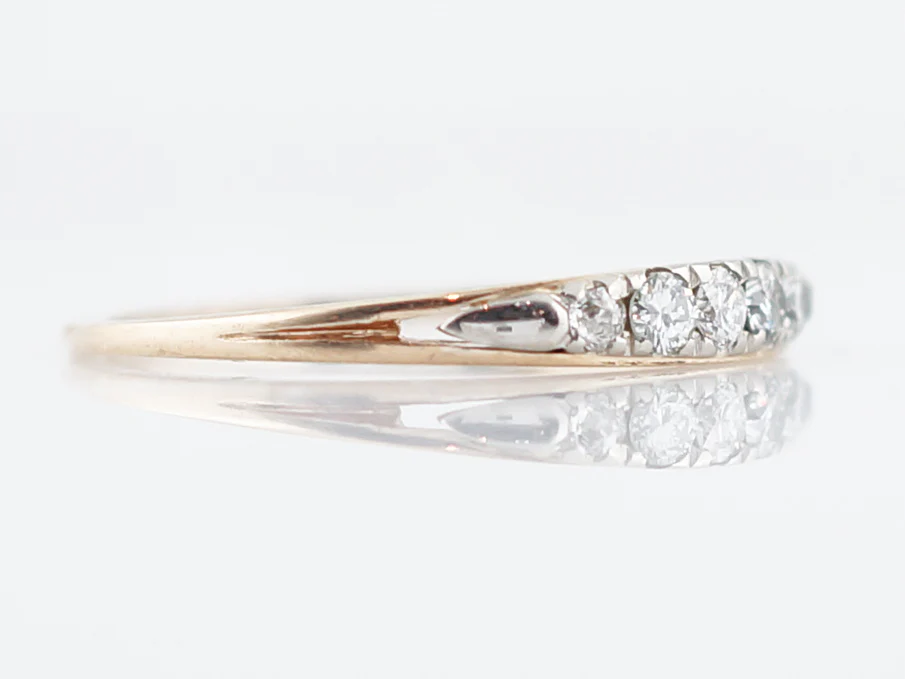 Vintage Wedding Band Retro .15 Round Brilliant Cut Diamonds in 14K Yellow & White Gold - Image 3