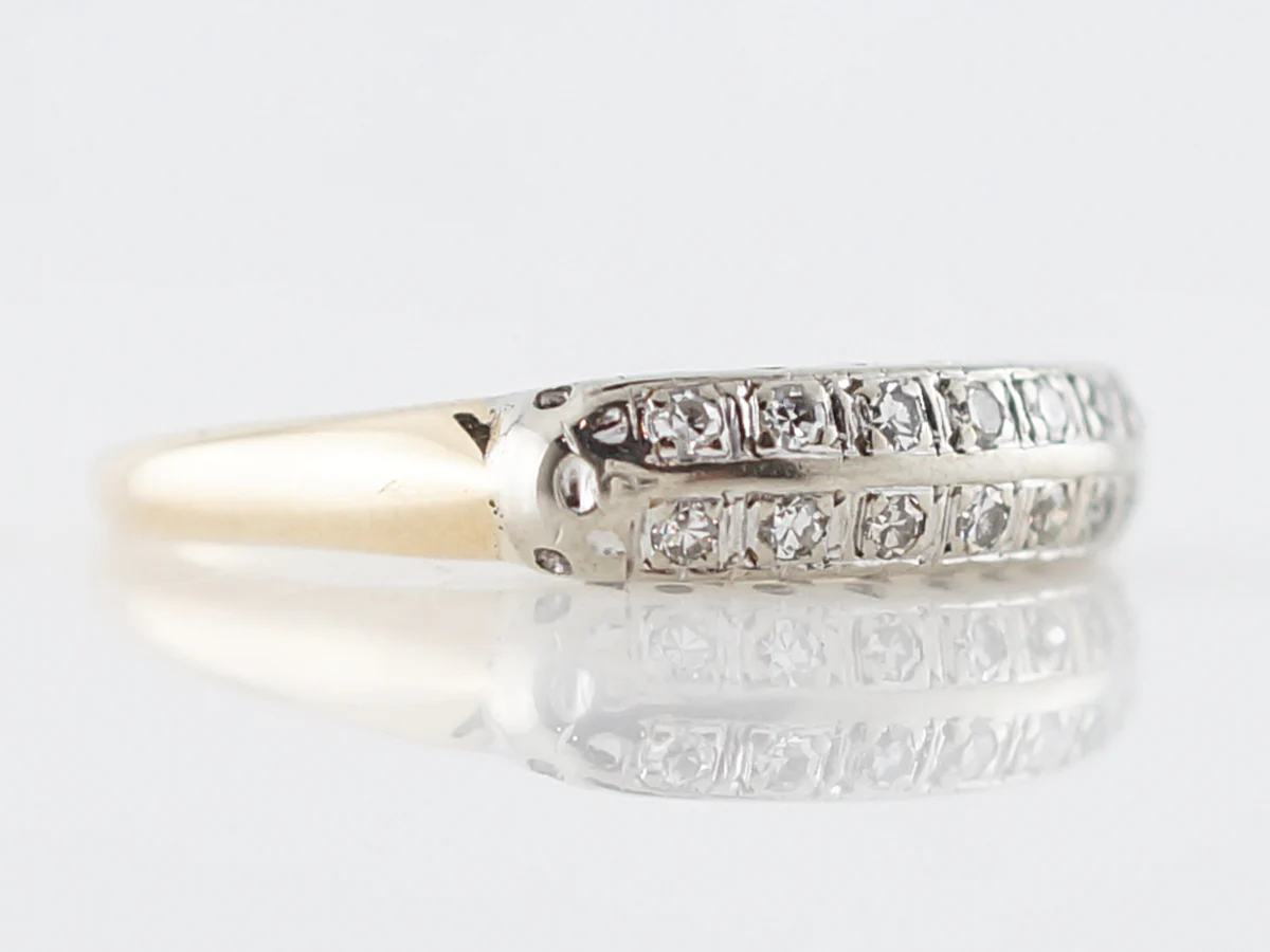 Vintage Wedding Band Retro .22 Single Cut Diamonds in 14k Yellow Gold - Image 3