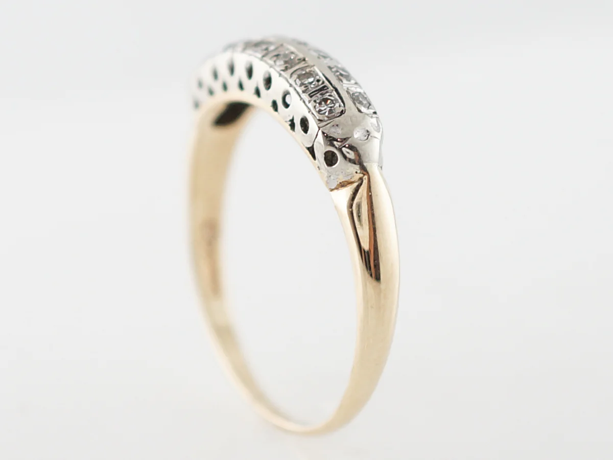 Vintage Wedding Band Retro .22 Single Cut Diamonds in 14k Yellow Gold - Image 5