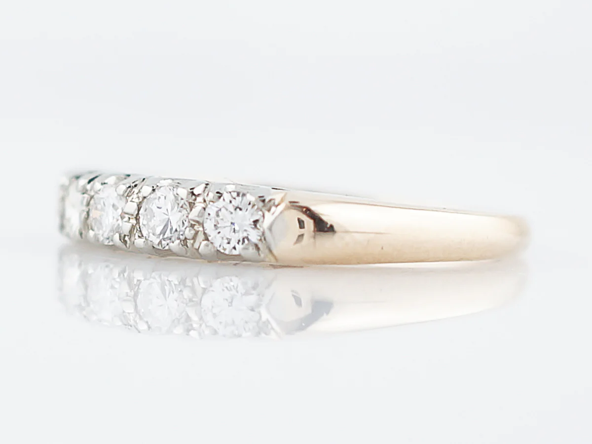 Vintage Wedding Band Retro .35 Round Brilliant Cut Diamonds in 14K Yellow Gold - Image 2