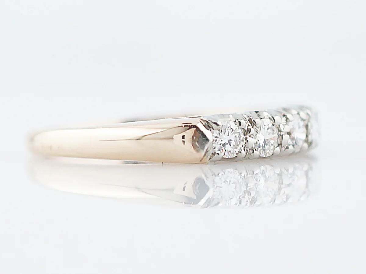 Vintage Wedding Band Retro .35 Round Brilliant Cut Diamonds in 14K Yellow Gold - Image 3