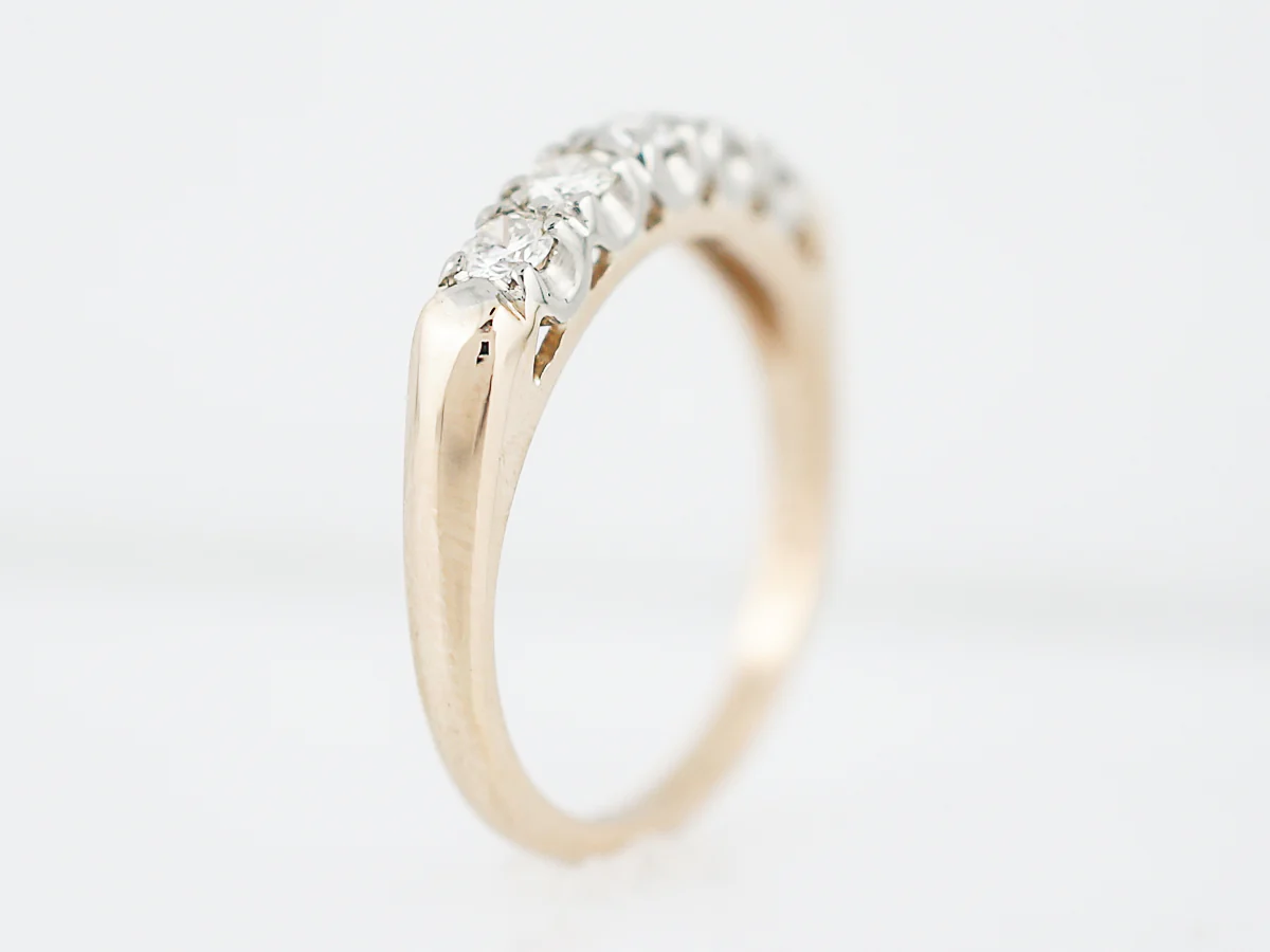 Vintage Wedding Band Retro .35 Round Brilliant Cut Diamonds in 14K Yellow Gold - Image 5