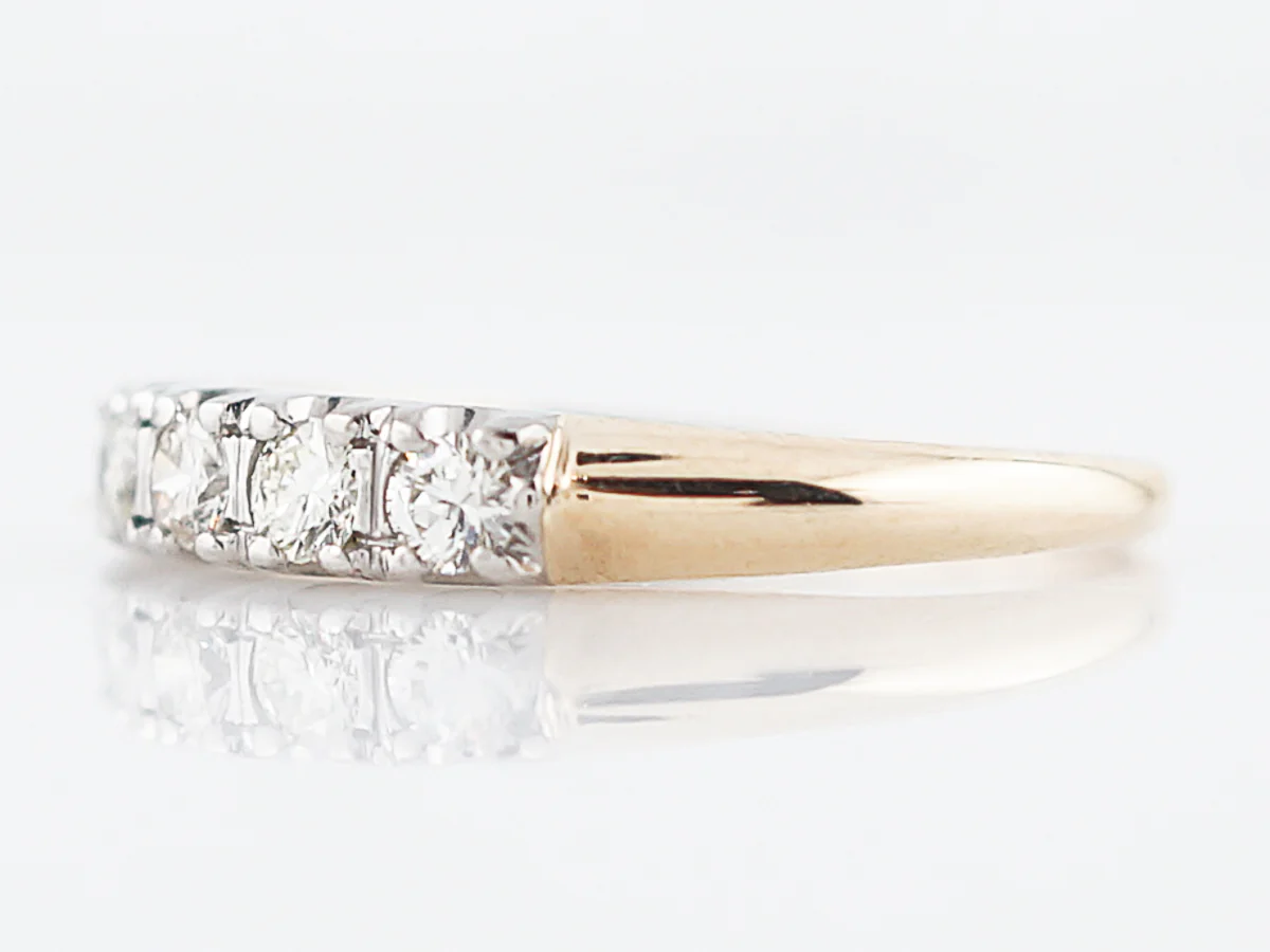 Vintage Wedding Band Retro .35 Round Brilliant Cut Diamonds in 14K Yellow Gold - Image 2