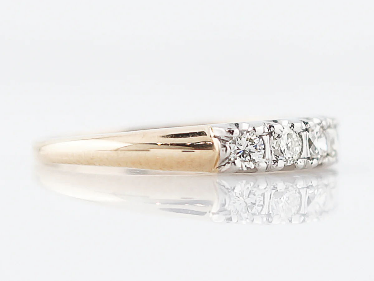 Vintage Wedding Band Retro .35 Round Brilliant Cut Diamonds in 14K Yellow Gold - Image 3