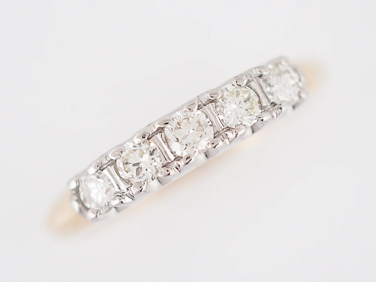 Vintage Wedding Band Retro .35 Round Brilliant Cut Diamonds in 14K Yellow Gold - Image 4