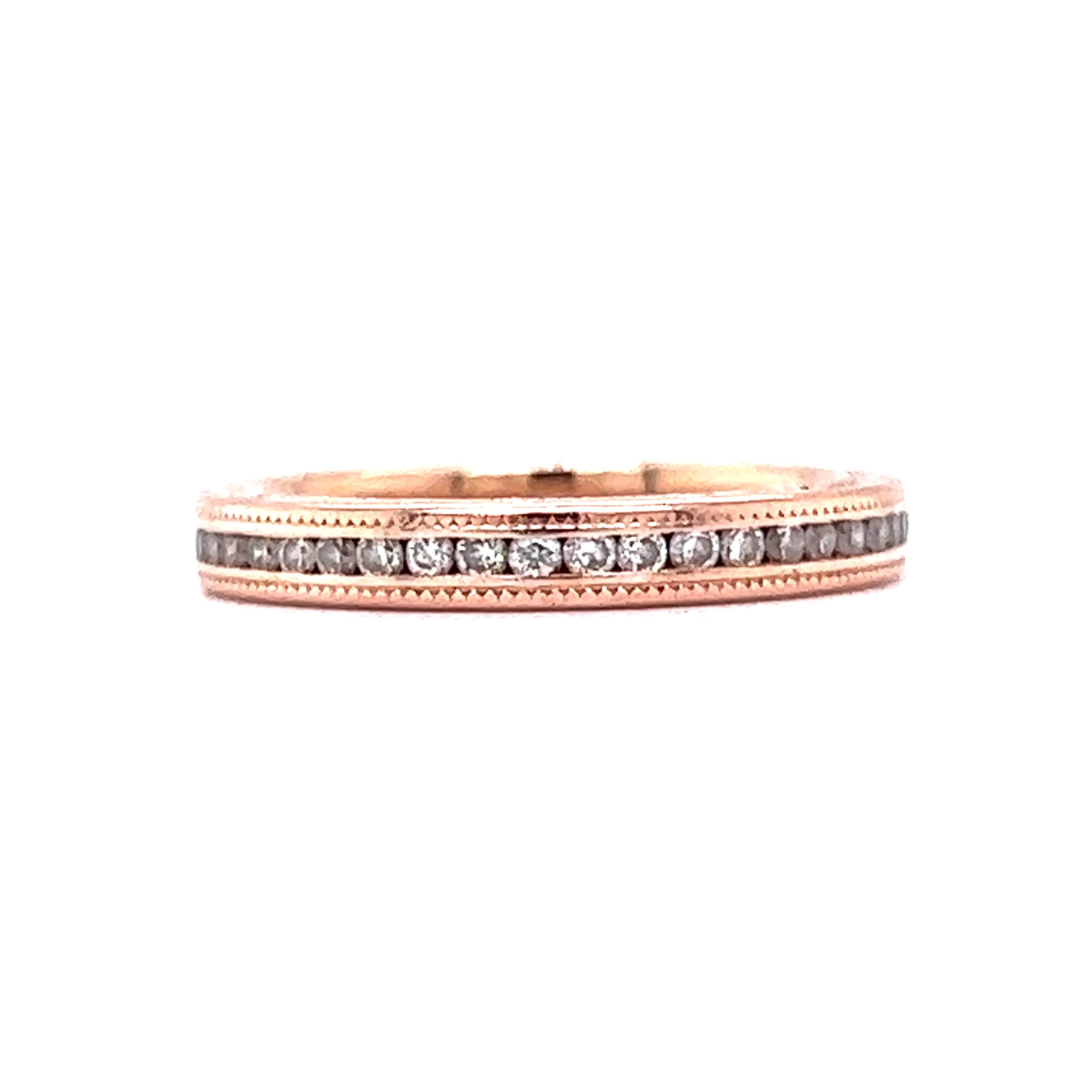Vintage Wedding Band Retro .52 Single Cut Diamonds in 14k Rose Gold - Image 3