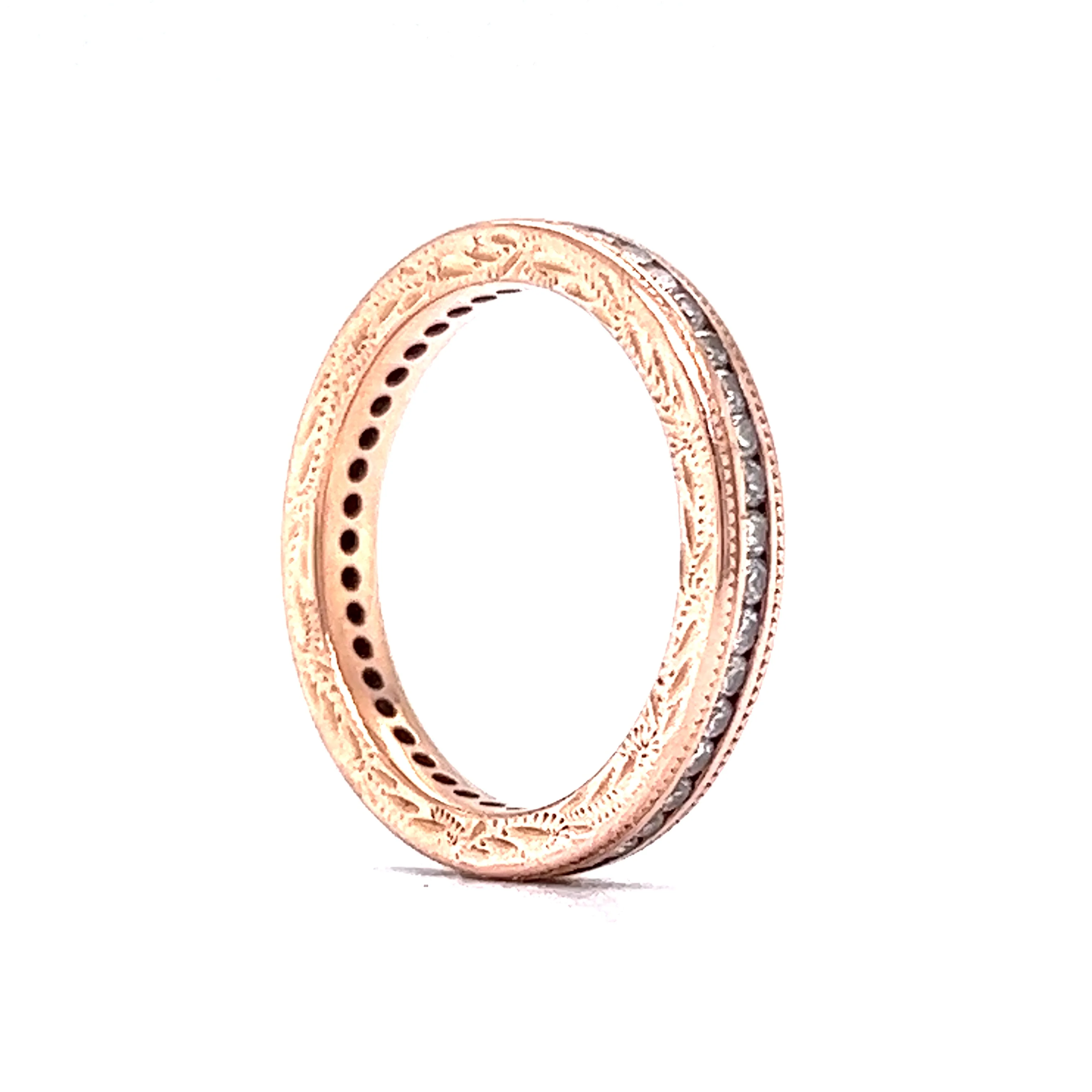 Vintage Wedding Band Retro .52 Single Cut Diamonds in 14k Rose Gold - Image 5