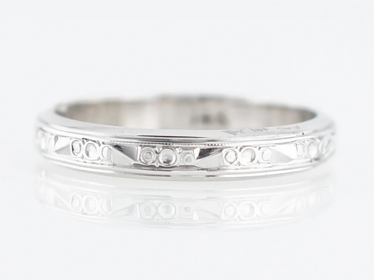 Vintage Wedding Band Retro in 14k White Gold