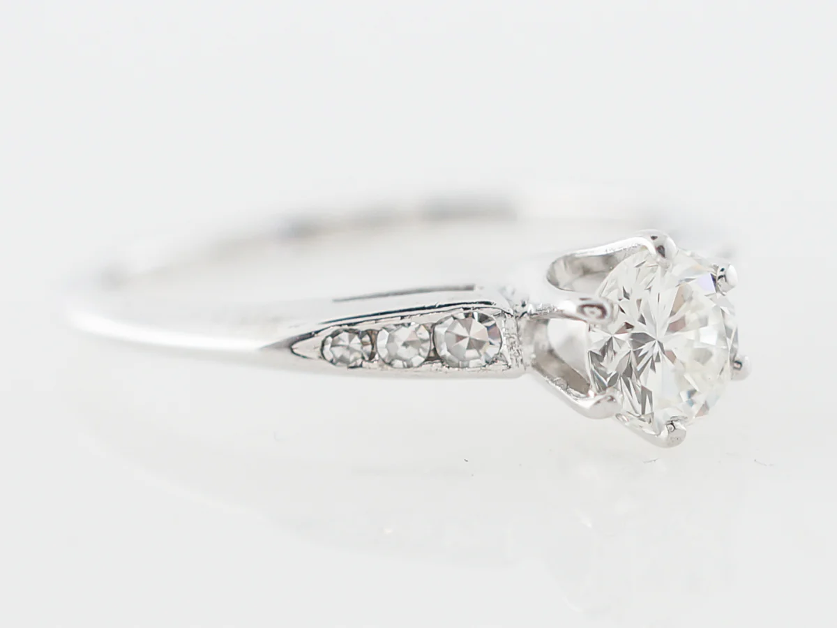 Vintage Wedding Set w/ Half Carat Diamond in White Gold - Image 3