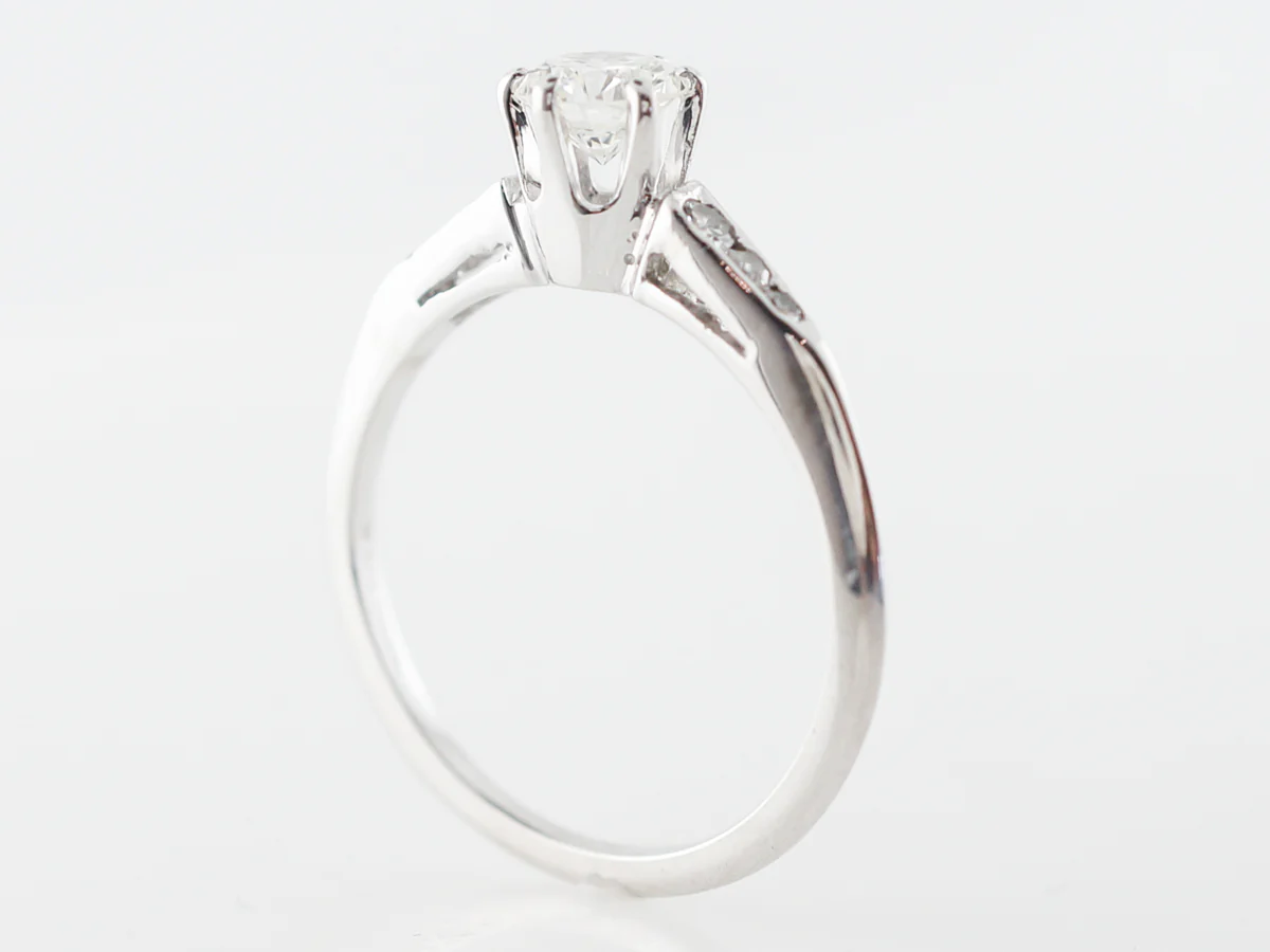 Vintage Wedding Set w/ Half Carat Diamond in White Gold - Image 5