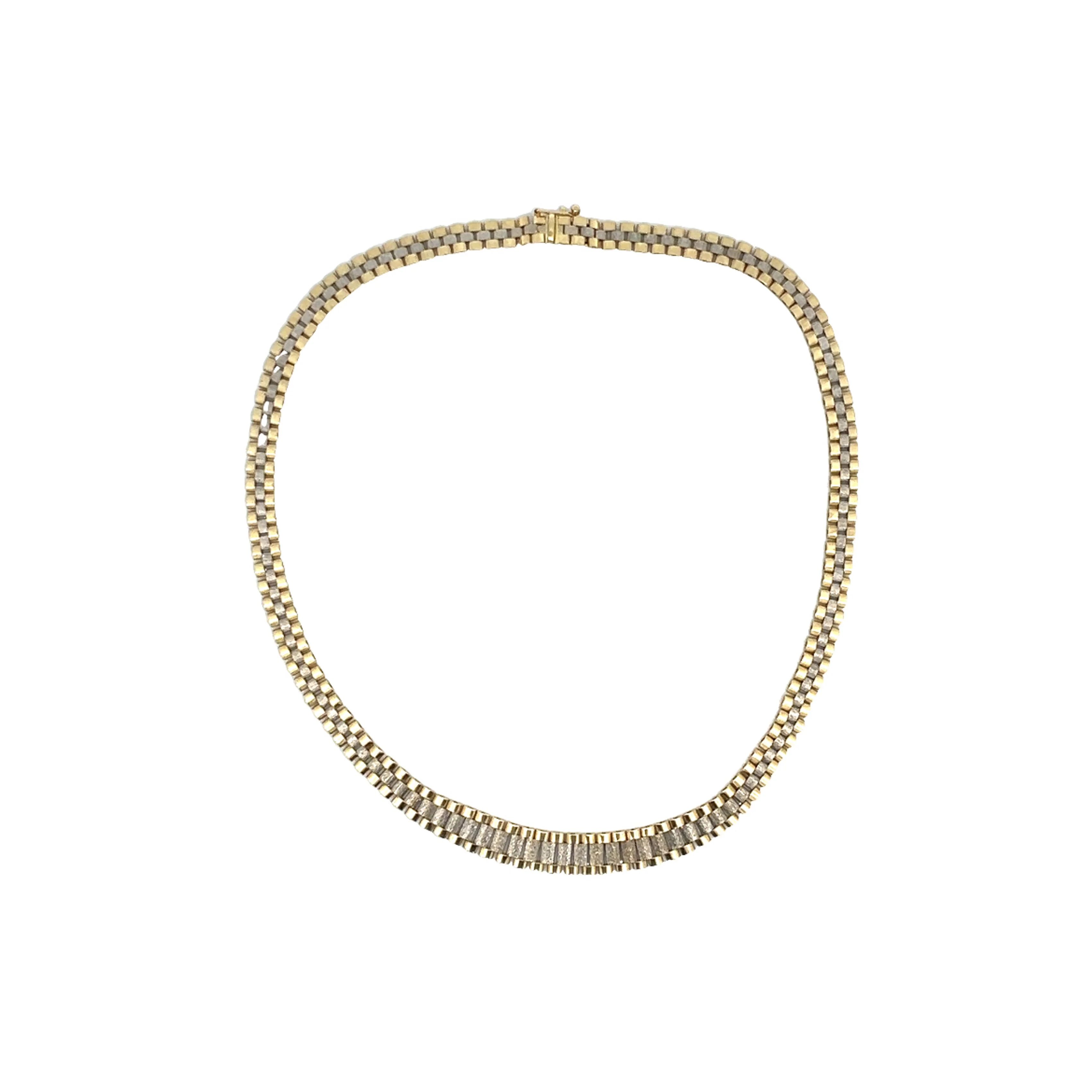 Watch Link Style Chain Necklace in 14k Yellow & White Gold - Image 4