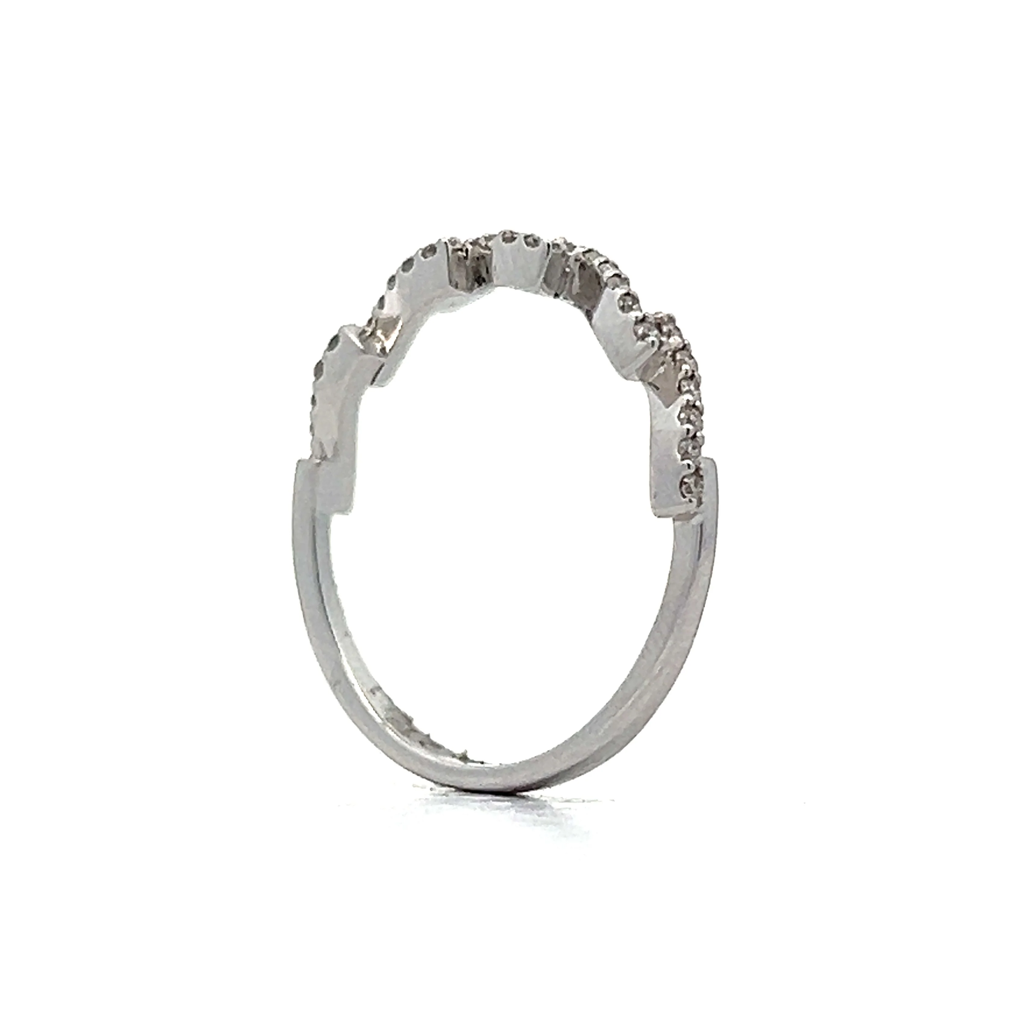 Wavy Diamond Wedding Band in White Gold 14k - Image 4