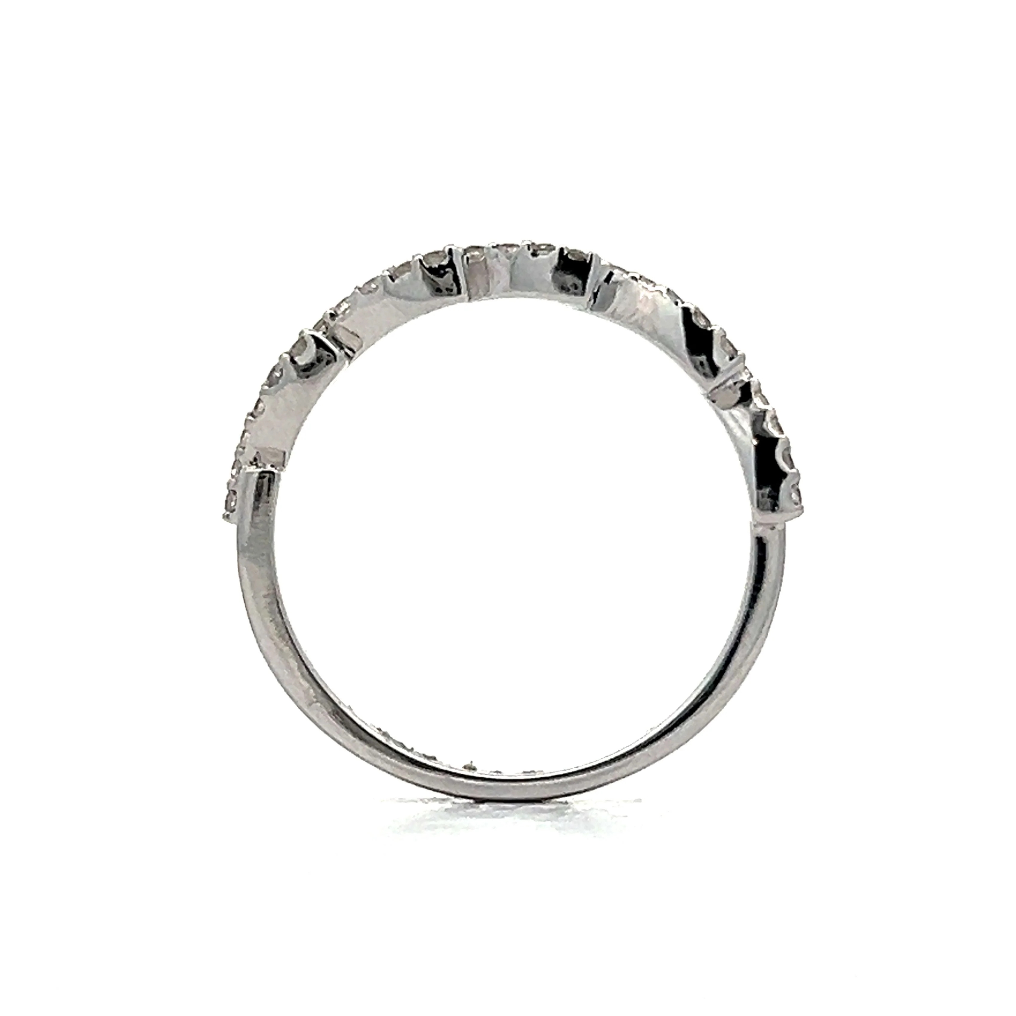Wavy Diamond Wedding Band in White Gold 14k - Image 5