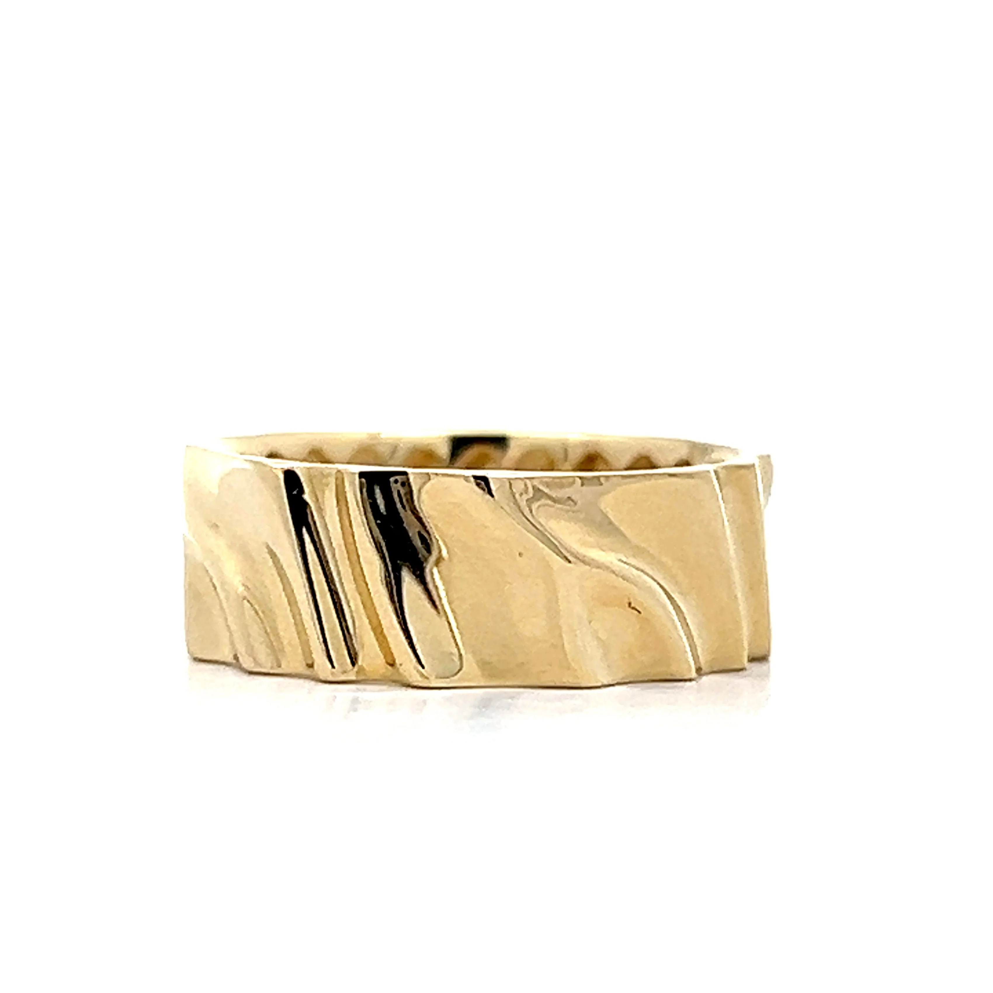 Wavy Textured Wedding Band in 14k Yellow Gold - Image 2