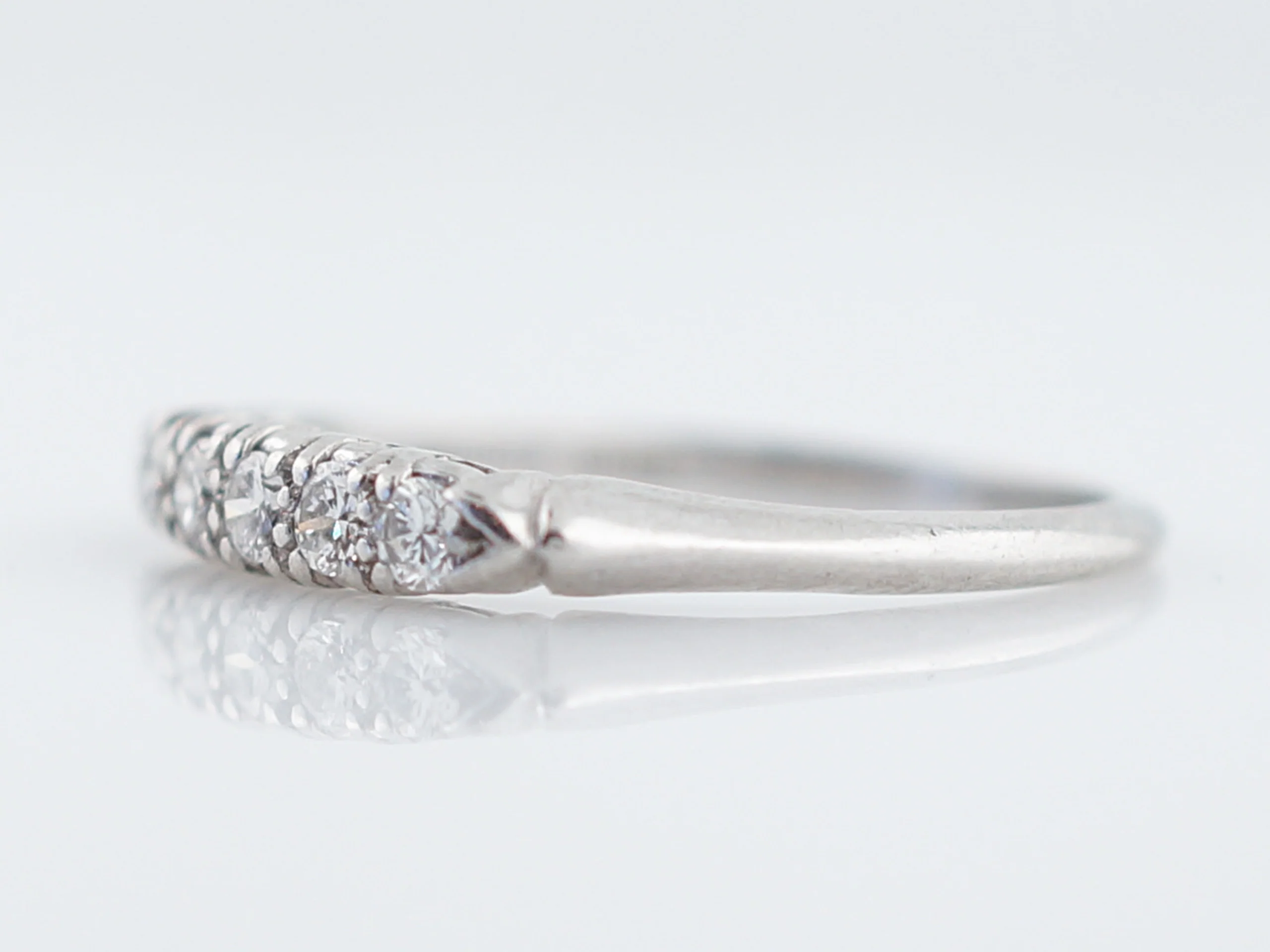 Wedding Band Mid-Century .24 Round Brilliant Diamonds in Platinum - Image 2