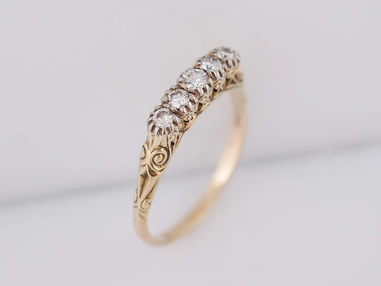 Wedding Band Mid-Century .35cttw Round Brilliant Cut Diamonds in 14k Yellow Gold - Image 5