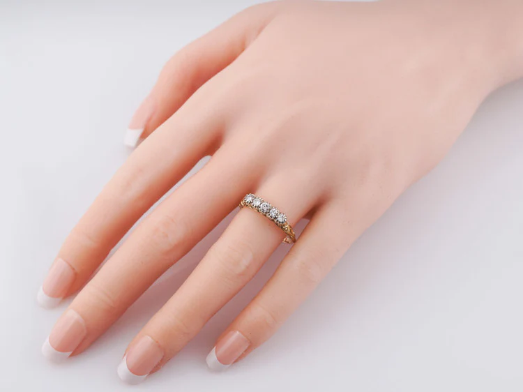 Wedding Band Mid-Century .35cttw Round Brilliant Cut Diamonds in 14k Yellow Gold - Image 6