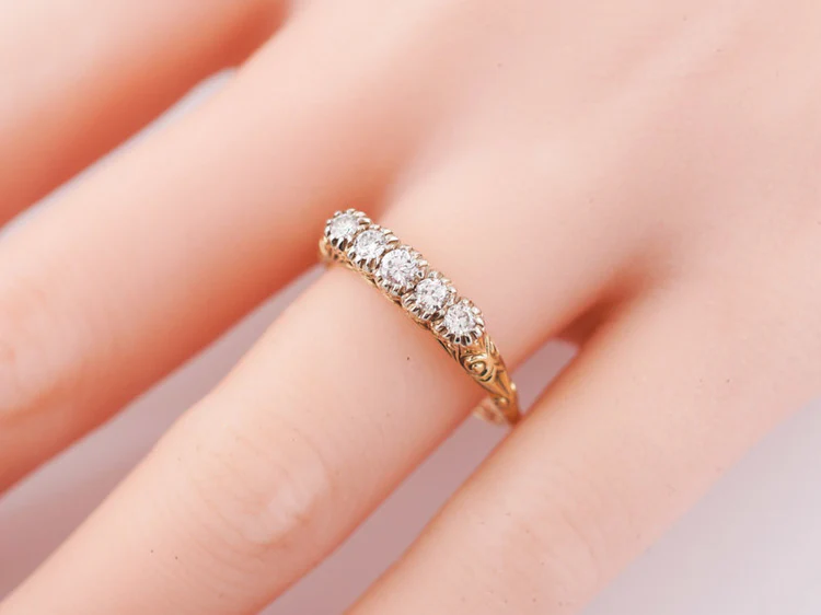 Wedding Band Mid-Century .35cttw Round Brilliant Cut Diamonds in 14k Yellow Gold - Image 8