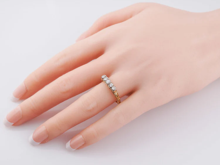 Wedding Band Mid-Century .35cttw Round Brilliant Cut Diamonds in 14k Yellow Gold - Image 9