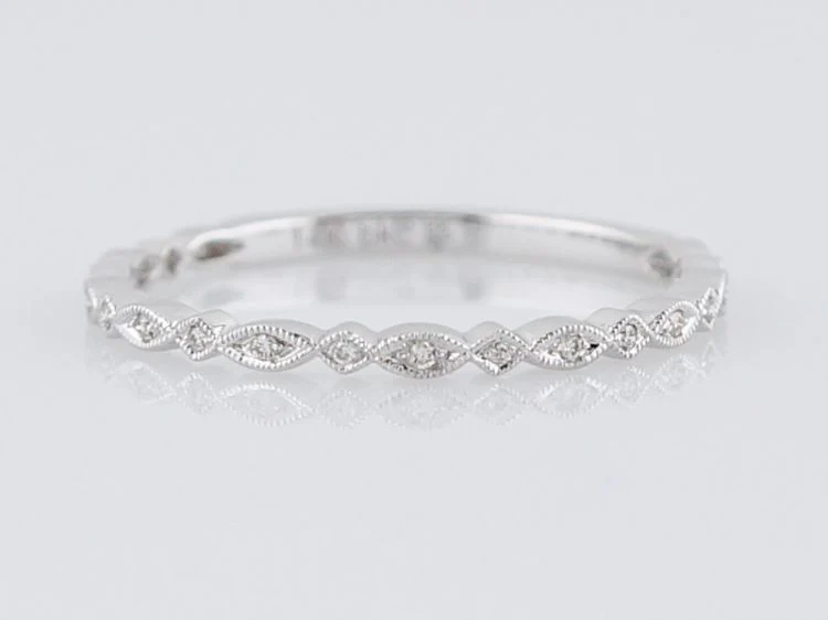 Wedding Band Modern .04 Round Brilliant Cut Diamonds in 14k White Gold
