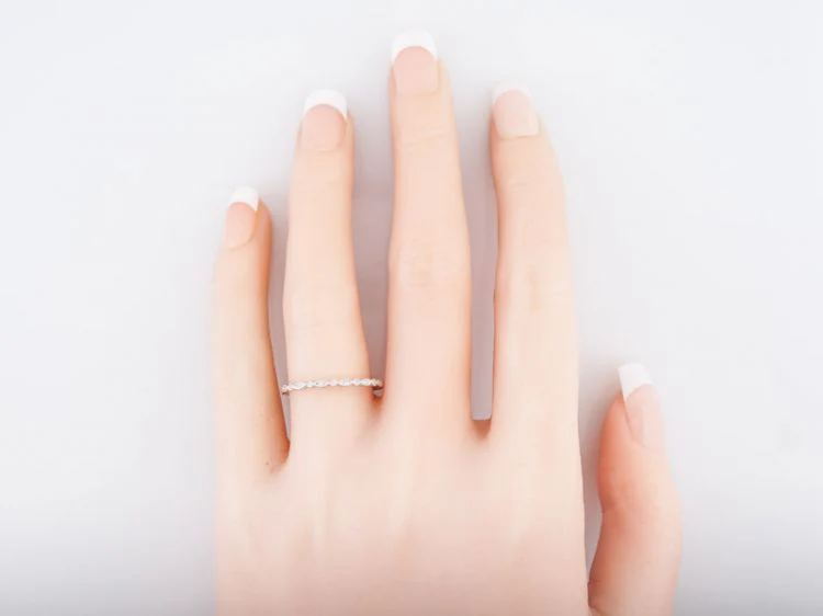 Wedding Band Modern .04 Round Brilliant Cut Diamonds in 14k White Gold - Image 3