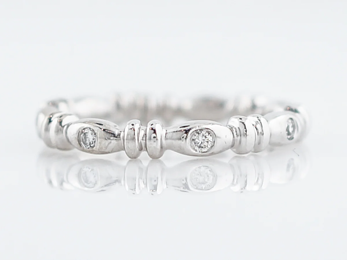 Wedding Band Modern .08 Round Brilliant Cut Diamonds in 14k White Gold