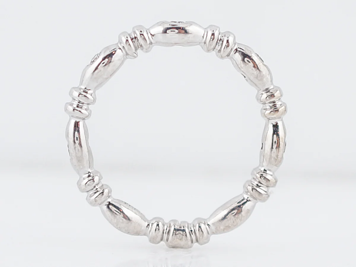 Wedding Band Modern .08 Round Brilliant Cut Diamonds in 14k White Gold - Image 3