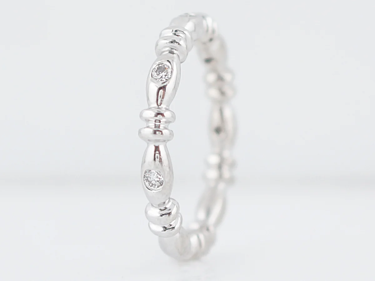Wedding Band Modern .08 Round Brilliant Cut Diamonds in 14k White Gold - Image 4