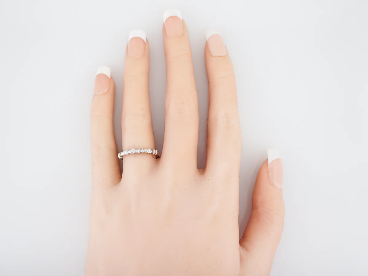 Wedding Band Modern .08 Round Brilliant Cut Diamonds in 14k White Gold - Image 5