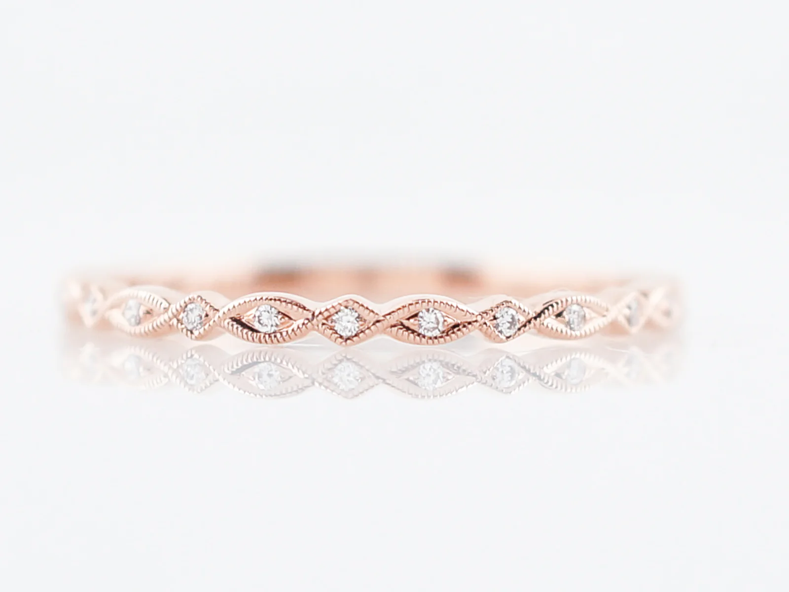 Wedding Band Modern .09 Round Brilliant Cut Diamond in 14k Rose Gold