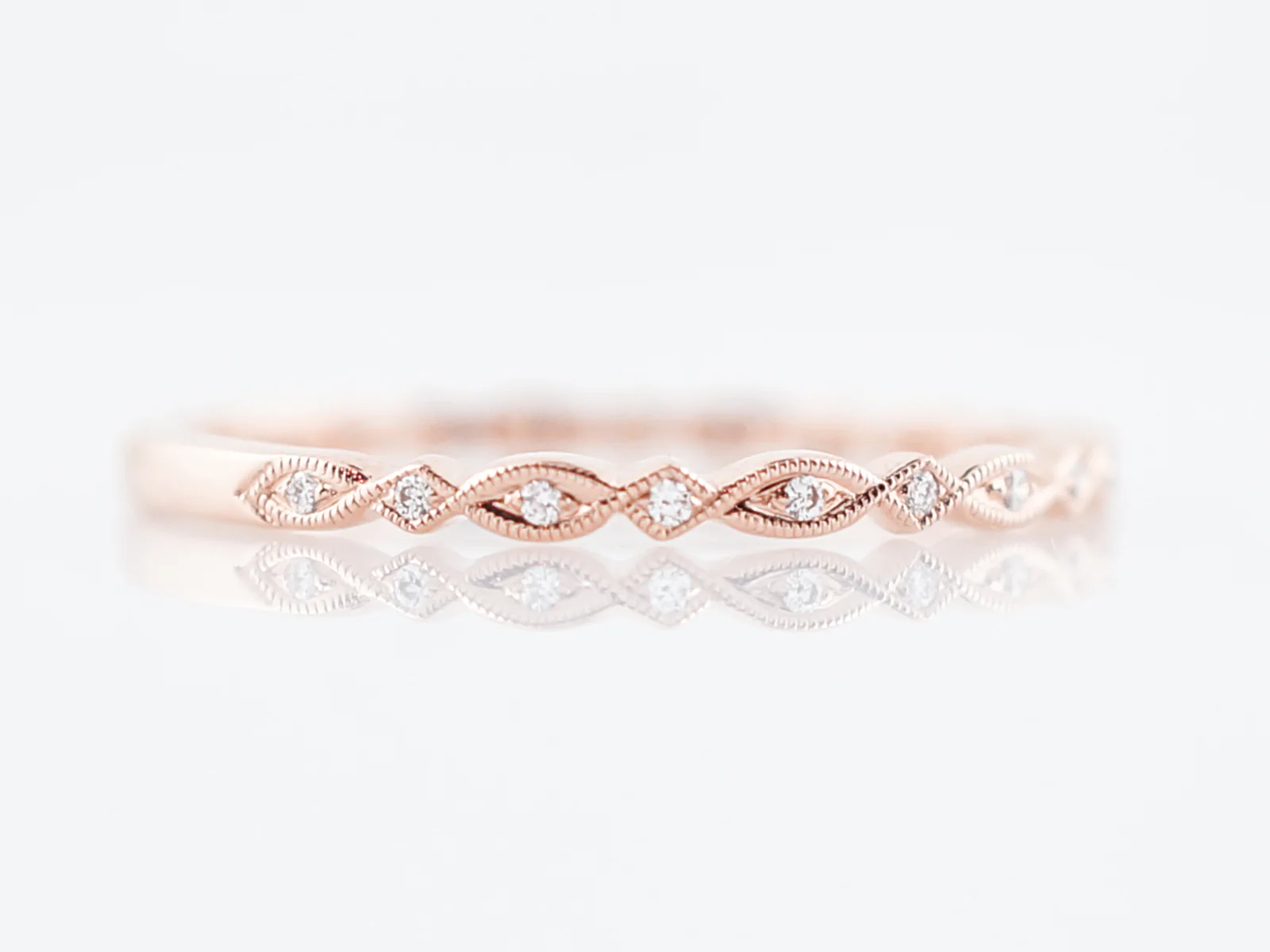 Wedding Band Modern .09 Round Brilliant Cut Diamond in 14k Rose Gold - Image 3