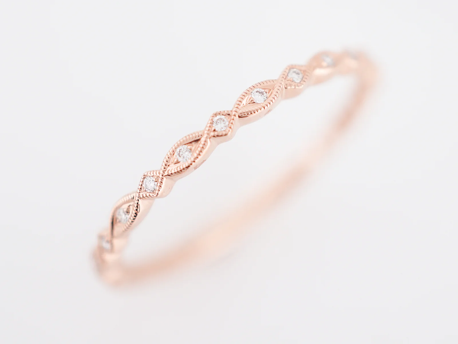 Wedding Band Modern .09 Round Brilliant Cut Diamond in 14k Rose Gold - Image 4