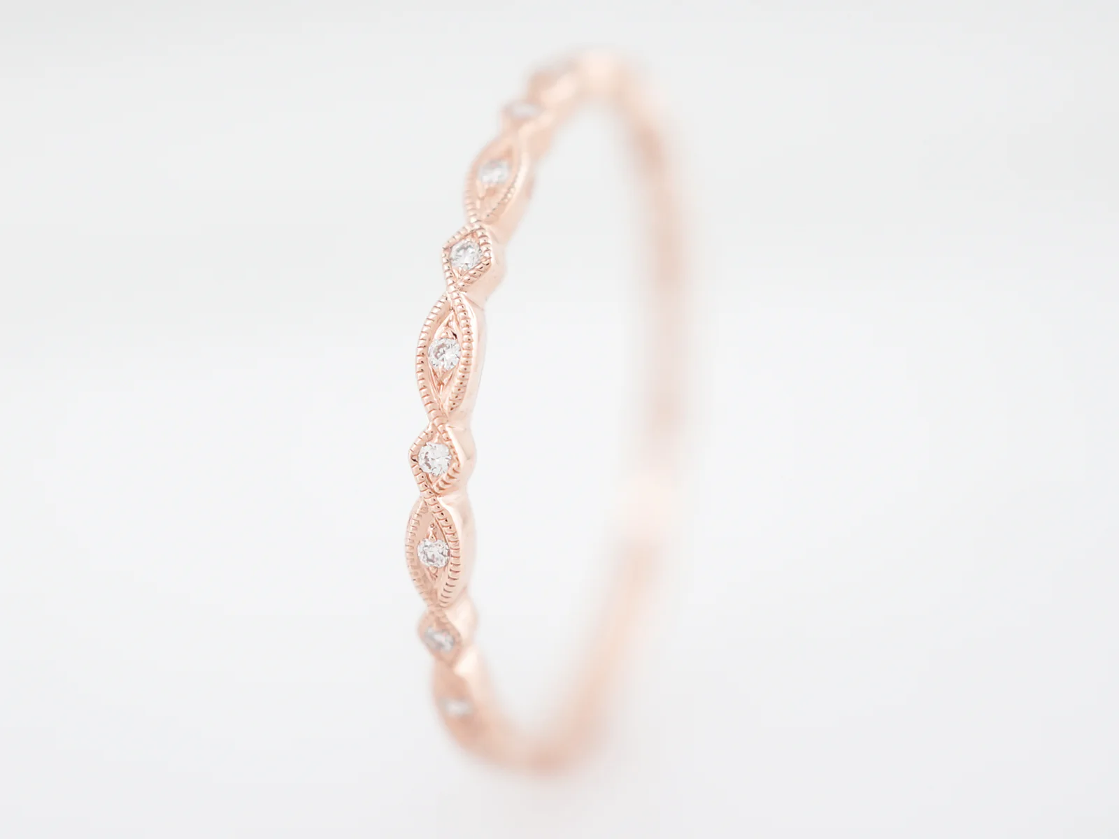 Wedding Band Modern .09 Round Brilliant Cut Diamond in 14k Rose Gold - Image 5