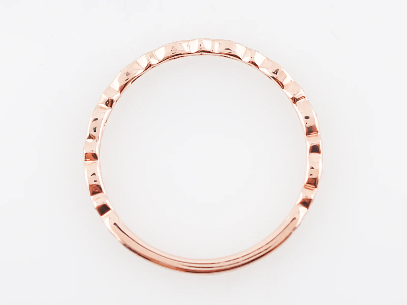 Wedding Band Modern .09 Round Brilliant Cut Diamond in 14k Rose Gold - Image 6