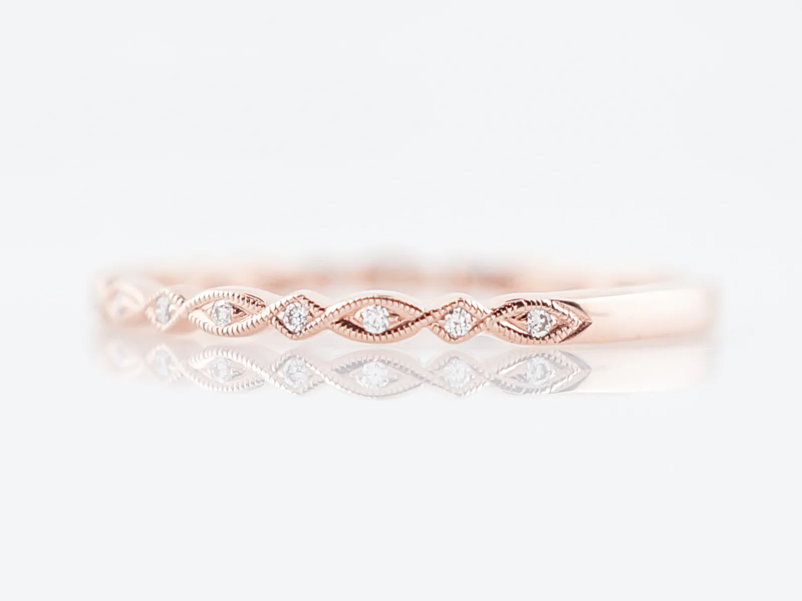 Wedding Band Modern .09 Round Brilliant Cut Diamond in 14k Rose Gold - Image 2
