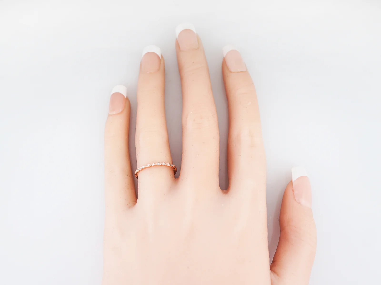 Wedding Band Modern .09 Round Brilliant Cut Diamond in 14k Rose Gold - Image 7