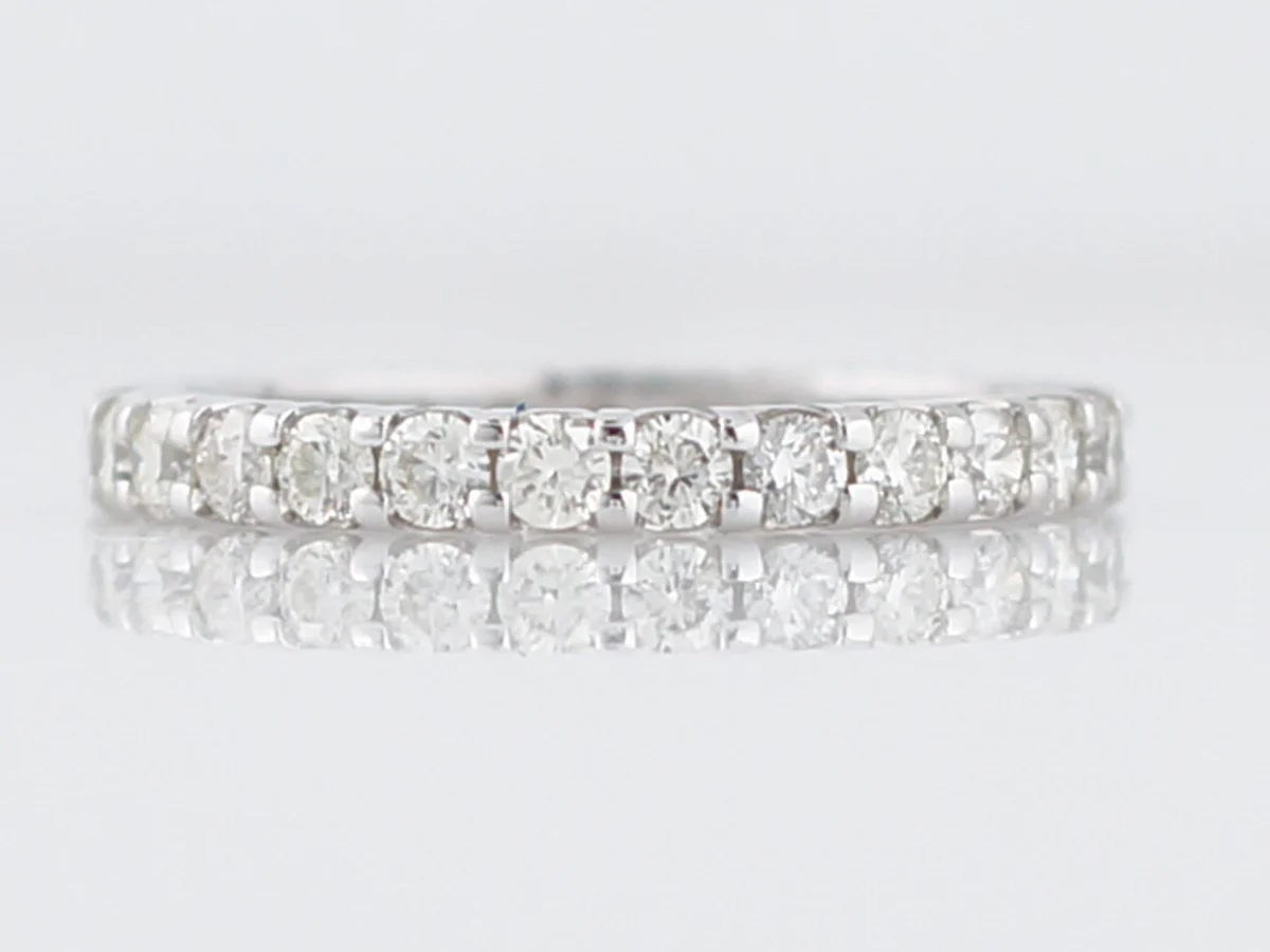 Wedding Band Modern 1.08 Round Brilliant Cut Diamonds in 14k White Gold