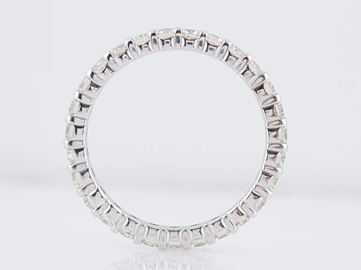 Wedding Band Modern 1.08 Round Brilliant Cut Diamonds in 14k White Gold - Image 2