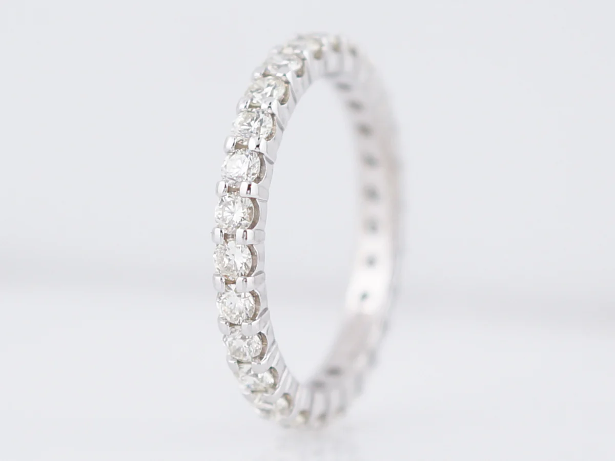 Wedding Band Modern 1.08 Round Brilliant Cut Diamonds in 14k White Gold - Image 3