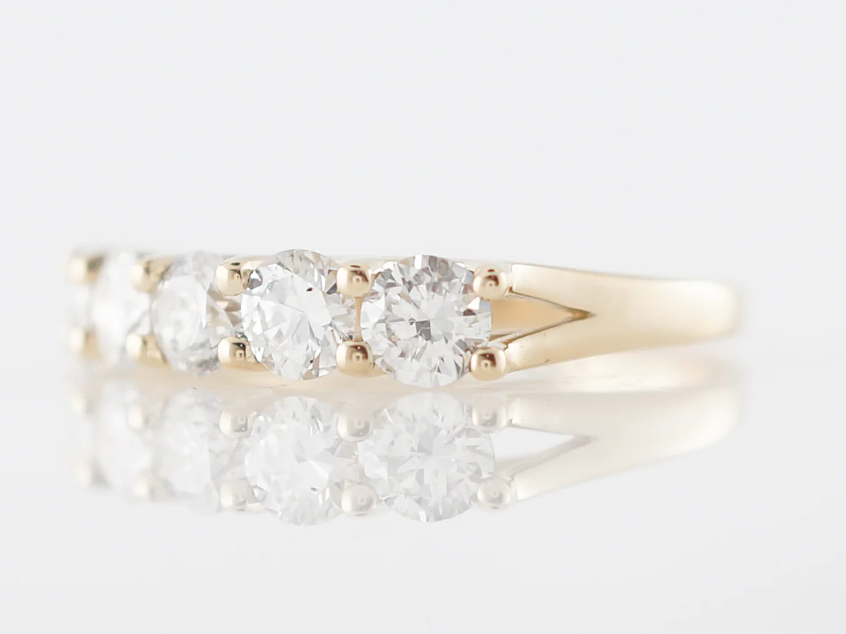 Wedding Band Modern 1.25 Round Brilliant Cut Diamonds in 14k Yellow Gold - Image 2