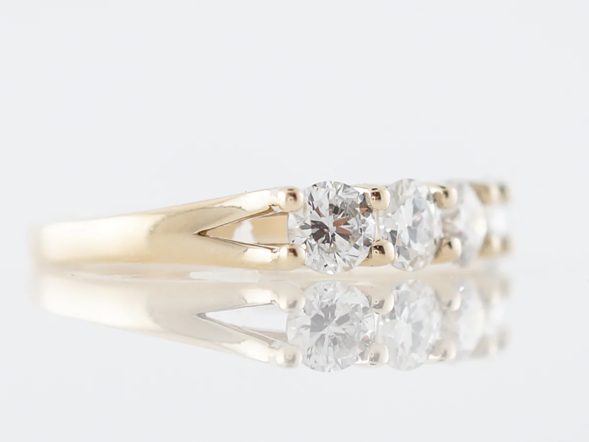 Wedding Band Modern 1.25 Round Brilliant Cut Diamonds in 14k Yellow Gold - Image 3