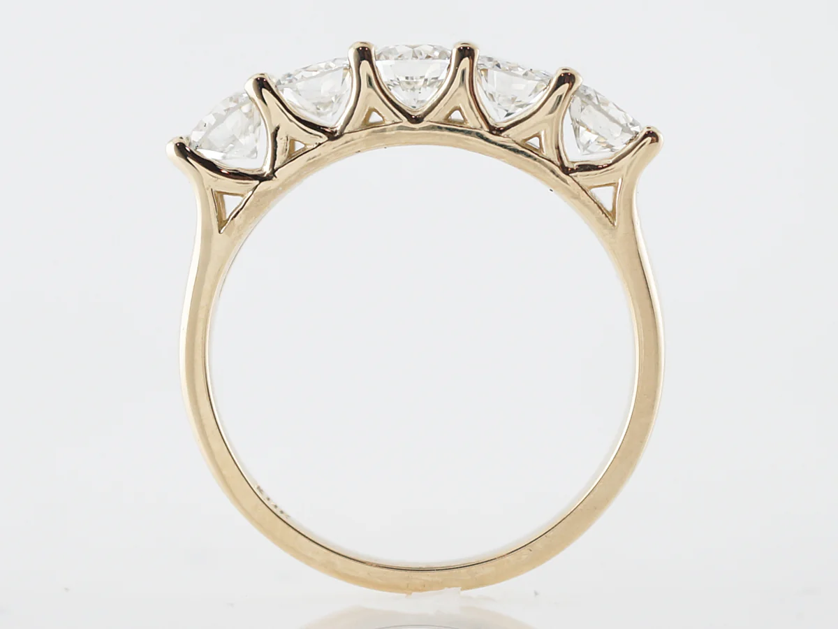 Wedding Band Modern 1.25 Round Brilliant Cut Diamonds in 14k Yellow Gold - Image 4