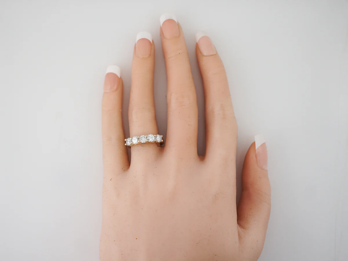 Wedding Band Modern 1.25 Round Brilliant Cut Diamonds in 14k Yellow Gold - Image 6